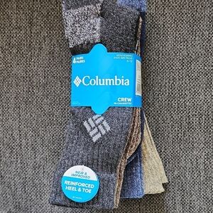 4pk Columbia Men's Crew Socks - Gray, Blue, And Tan X2